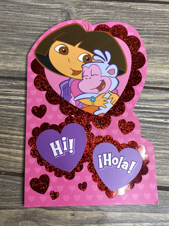 Лот из 2 открыток на День святого Валентина American Greetings Nick Jr 2007 Dora The Explorer - Изображение 2 из 4