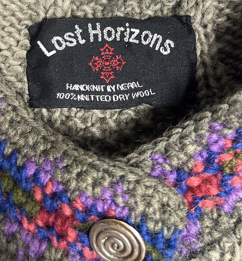 Lost Horizons Nepal Cardigan Sweater Olive Green … - image 11