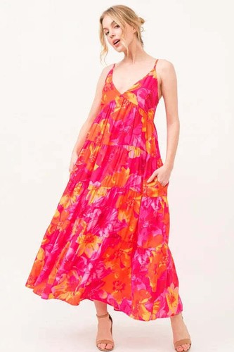 And The Why Floral Tiered Maxi Cami Dress with Pockets