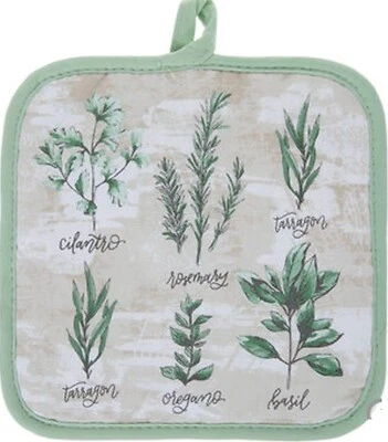 1 Printed Pot Holder, 8"x8", HERBS, ROSEMARY,CILANTRO,TARRAGON,BASIL,OREGANO, HL