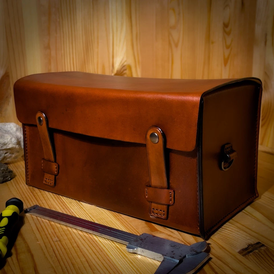 Leather tool bag. Toolbox for instruments in home or car. Leather box. Handmade - Image 2 of 4