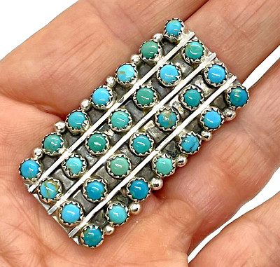 Navajo Snake Eye Turquoise 4 Row Cluster Ring Sz 9.5 Sterling by Roberta Begay