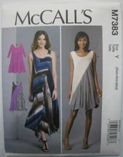 McCalls 7383 Sewing Pattern Pullover Knit Dresses Sz XS-MD UNCUT FF