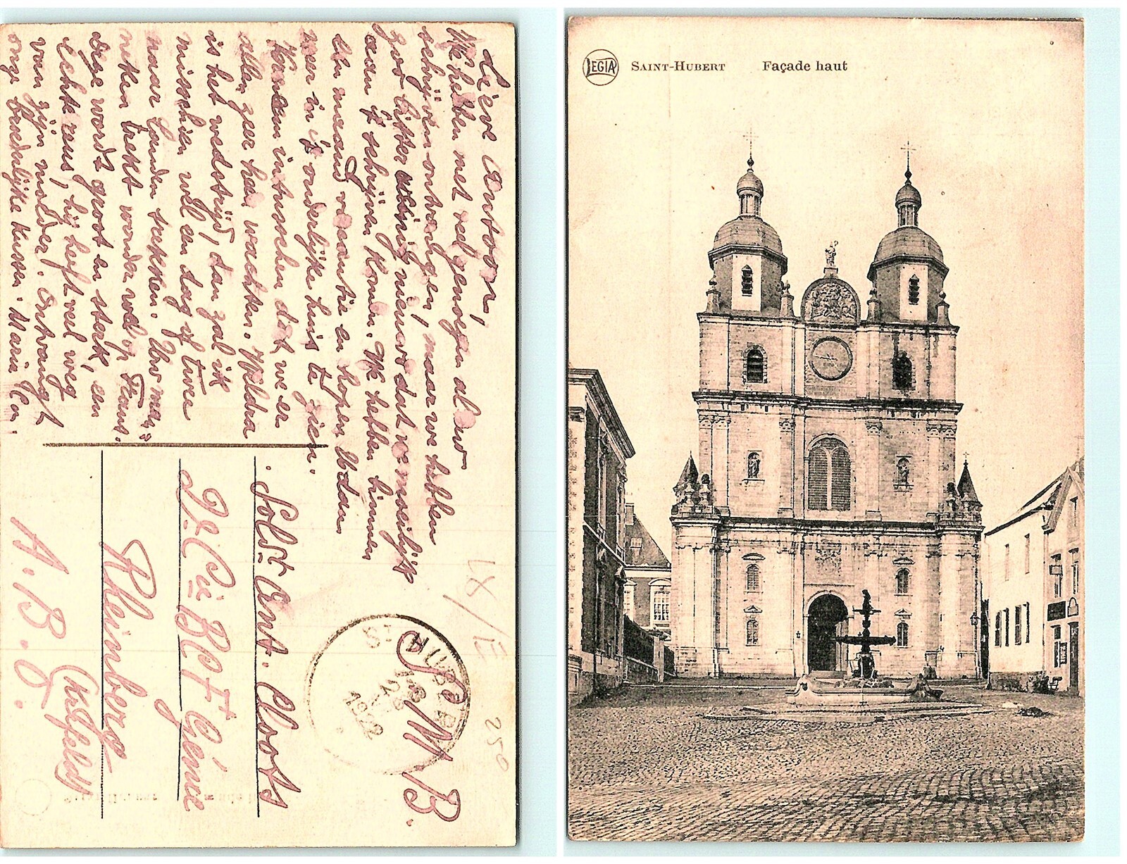 S04-5138, Saint Hubert, Facade Haut, France 1922 Postmarked, Postcard