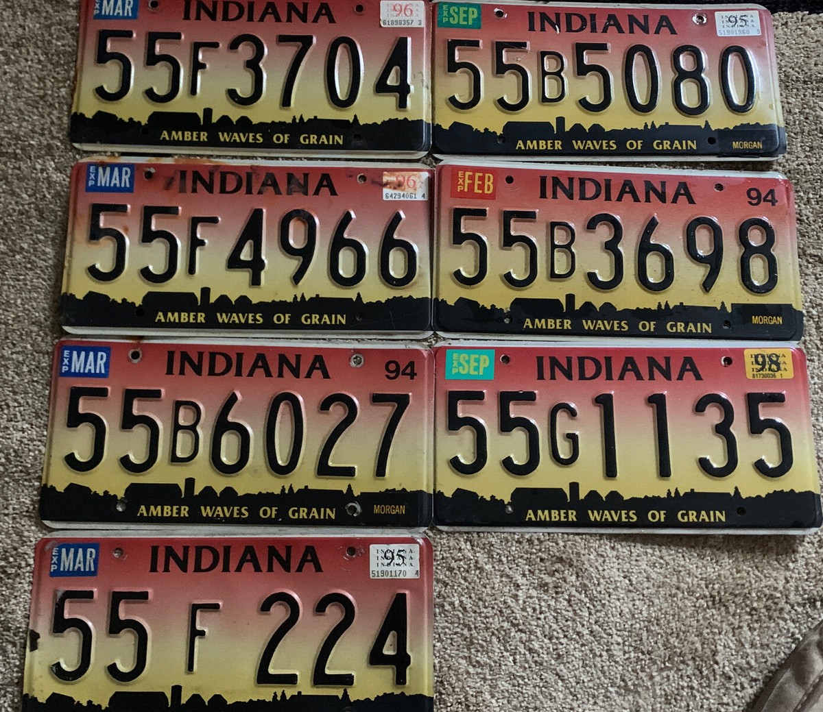 1993-1997 Vtg Indiana “Amber Waves of Grain” License Plates You