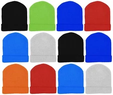 Kids Winter Beanies, 12 Pack Warm Cold Weather Hats Boys Girls Children Toboggan