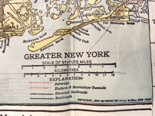 Antique Rand Mcnally Colored Lithograph Map New York City Boroughs 1917 Nice! - Picture 3 of 10