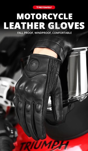 Echt Leder Motorradhandschuhe Winterhandschuhe Sommer Ziegenleder Touchscreen - Bild 9 von 26