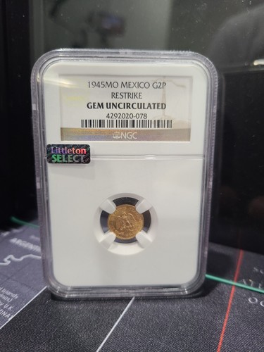 1945 MO Mexico Gold 2 Pesos NGC "GEM UNCIRCULATED" "Restrike" CERT# 4292020-078 - Picture 19 of 19