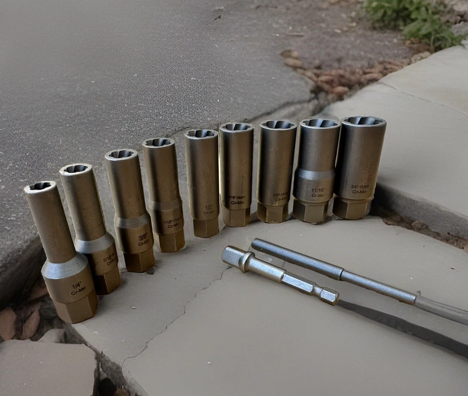 11pcs 3/8” Dr. DuoMetrix Impact Round Bolt Screw Nut Extractor Remove Set - Image 3 of 4