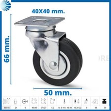 Ruote ruota piene per carrelli carrello mobili piastra girevoli diametro 50