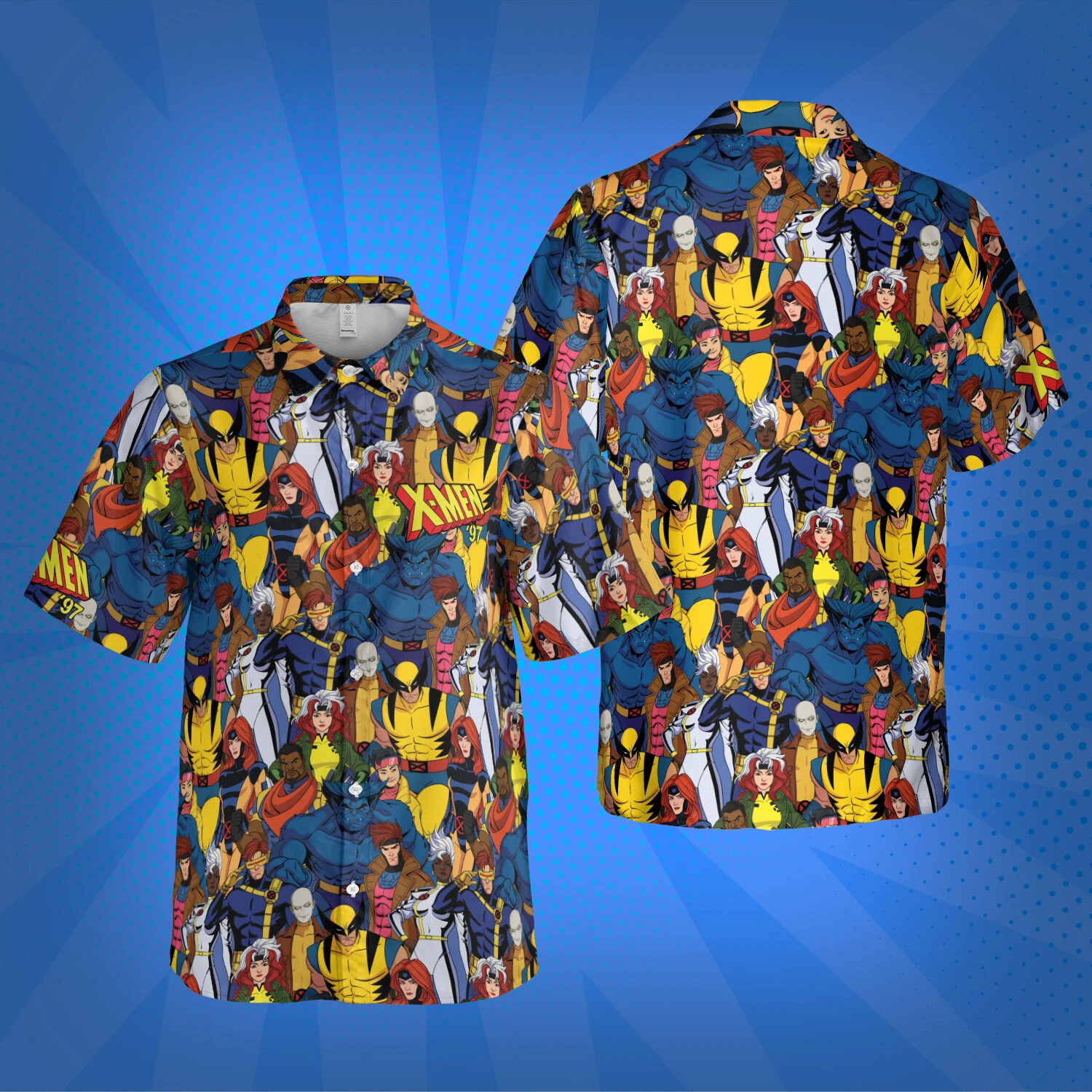 X-Men Button-Up Shirt Men’s Marvel Comics Clothing