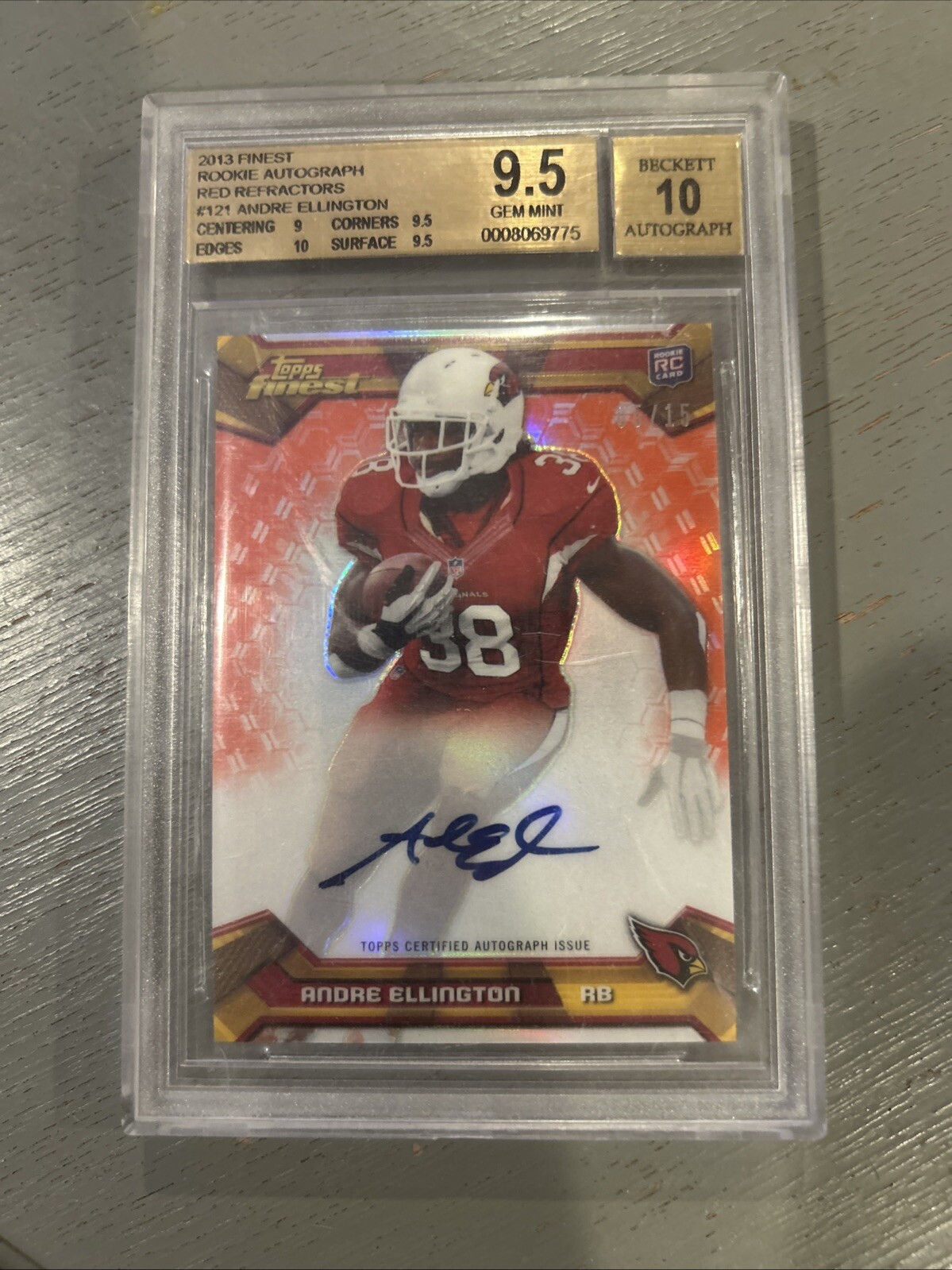 Andre Ellington Finest #121 Autograph-Red Refractor
