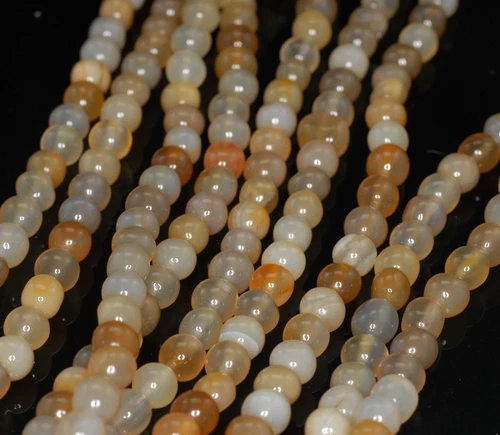 7MM YELLOW AGATE GEMSTONE ROUND LOOSE BEADS 7.5inch - Zdjęcie 4 z 4