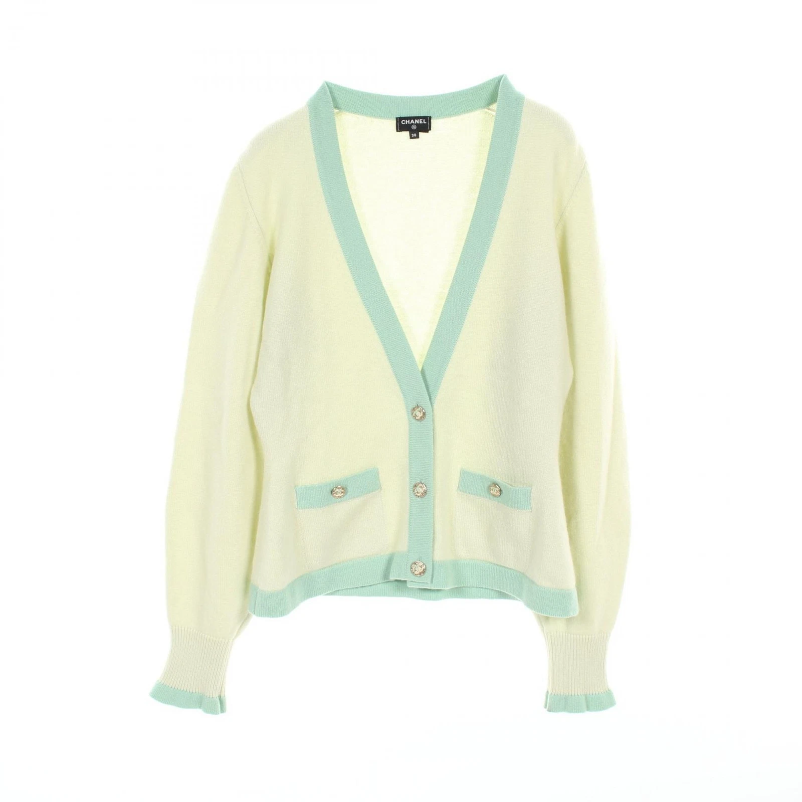 CHANEL COCO Mark cardigan maglia bottoni P75050K10747 verde cashmere usa