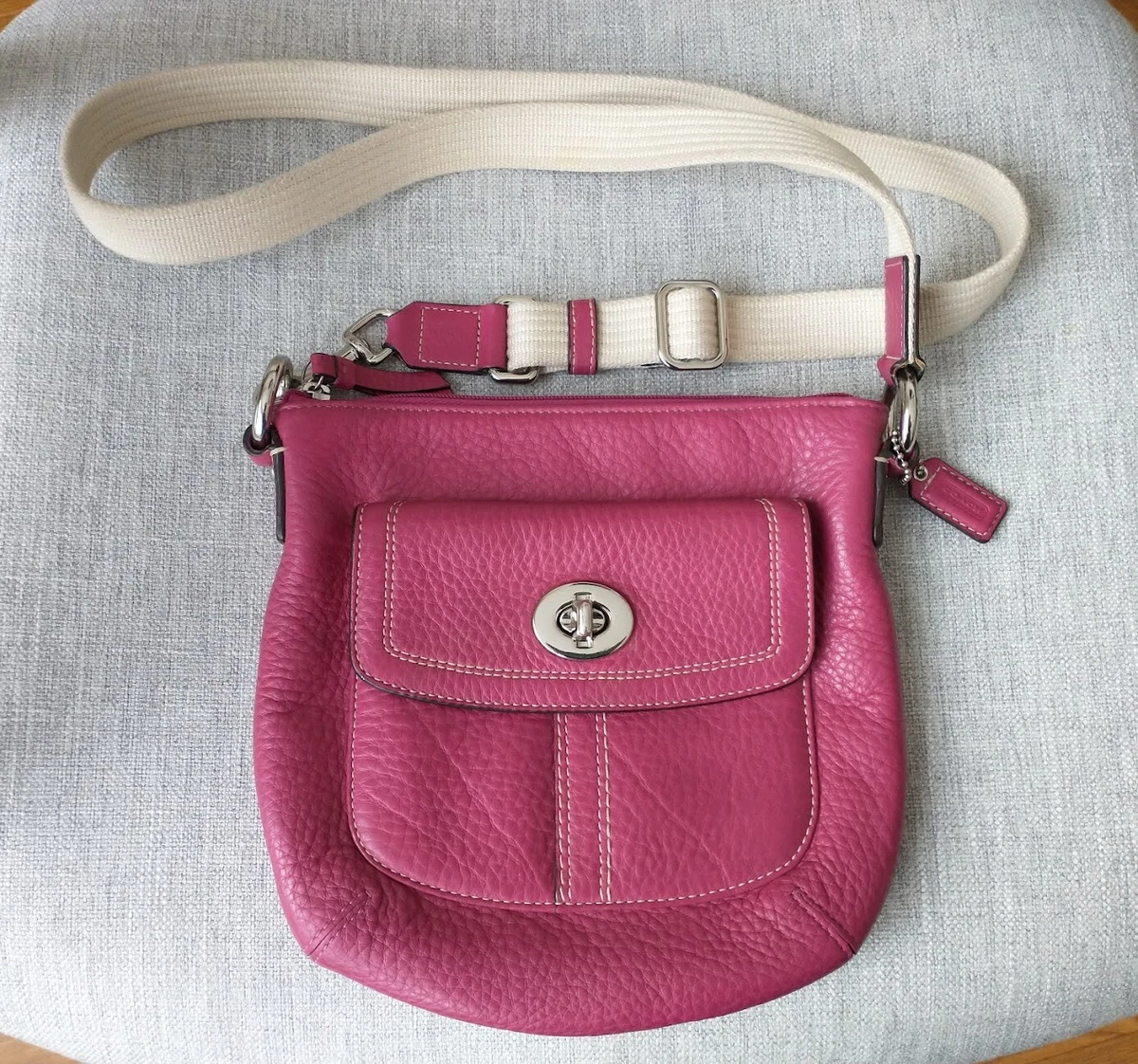 Coach Hot Pink Pebble Leather Crossbody Bag