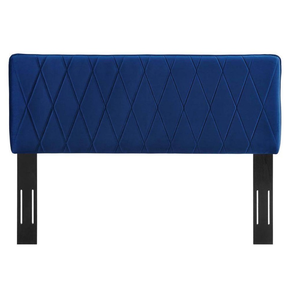 MODWAY Upholstered Headboard 80" W, Adjustable Navy Performance Velvet