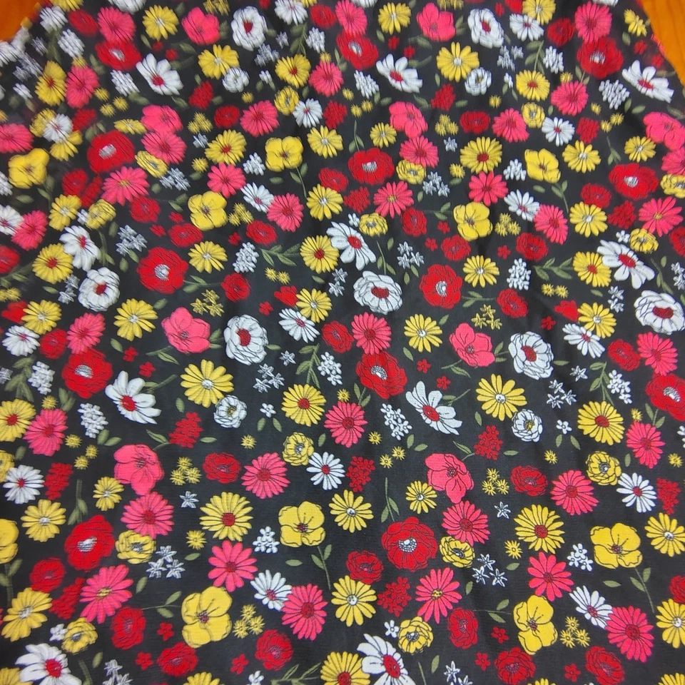 Wonder Nation Girls Floral Dress Black Red Yellow Lace Trim Size XL (14-16) - Image 2 of 4