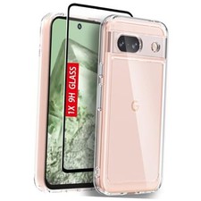 for Google Pixel-8a Case: with Tempered Crystal Clear with airbag bumper 