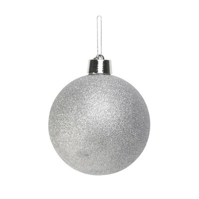 1 Packung Weihnachtskugeln Silber Glitzer bruchsichere Kugeln (x1) (20cm)