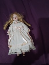 Blonde Curly-Haired Girl Doll with Removable Outfit, White Lace Dress