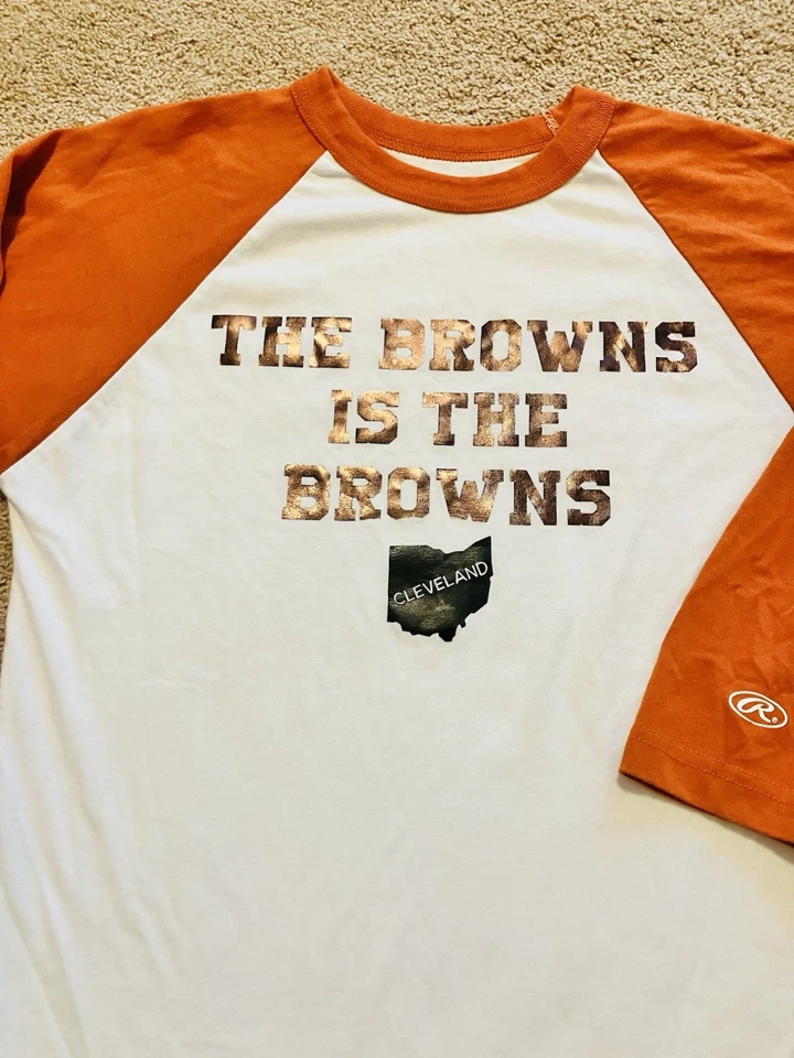 Camisa Cleveland Browns Is The Browns NFL Manga 3/4 Adulto Unisex M Rawlings Foto 3 de 4