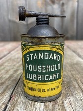 Antique 1/2 Pint Standard Household Oil Oiler Tin Can VERY CLEAN WOW Unopened