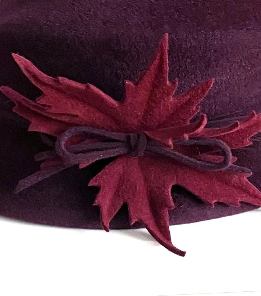 Wayne Wichen Millinery 3D Hoja Arco Diseño Broche Lana Fieltro Sombrero Otoño Invierno De Colección Foto 3 de 4