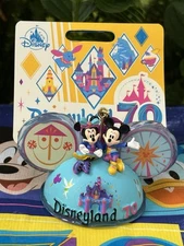 2025 Disneyland 70th Anniversary Mickey & Minnie Mouse Ear Hat Ornament NWT