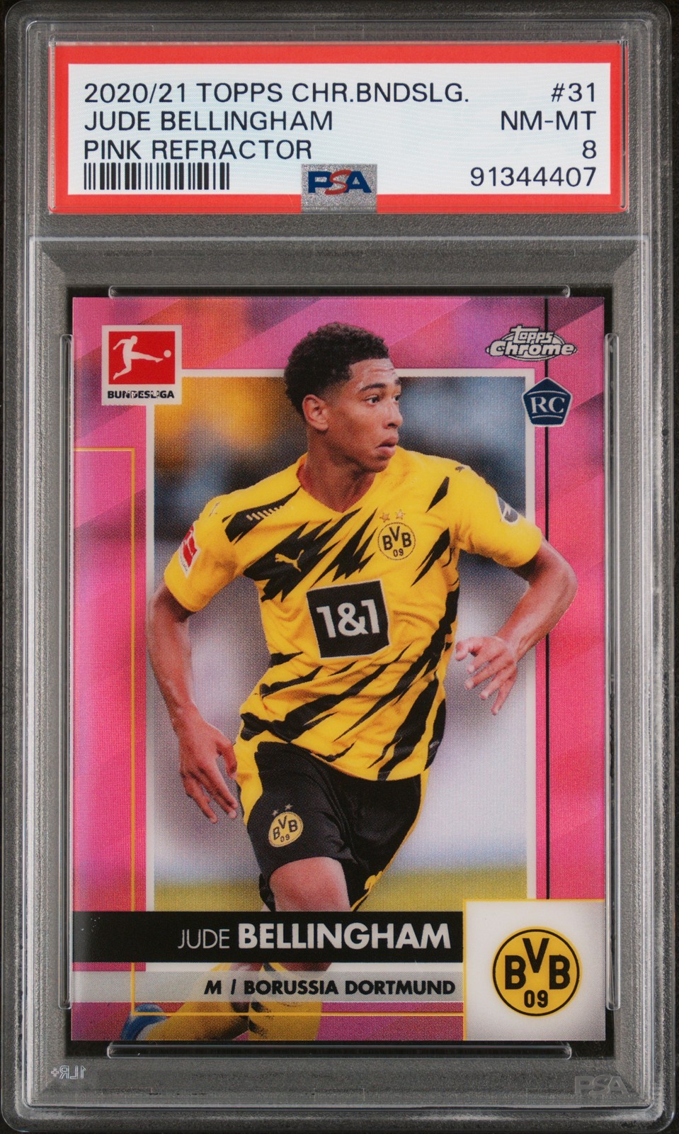 2020 TOPPS CHROME BUNDESLIGA #31 JUDE BELLINGHAM ROOKIE RC 75/75 PSA 8