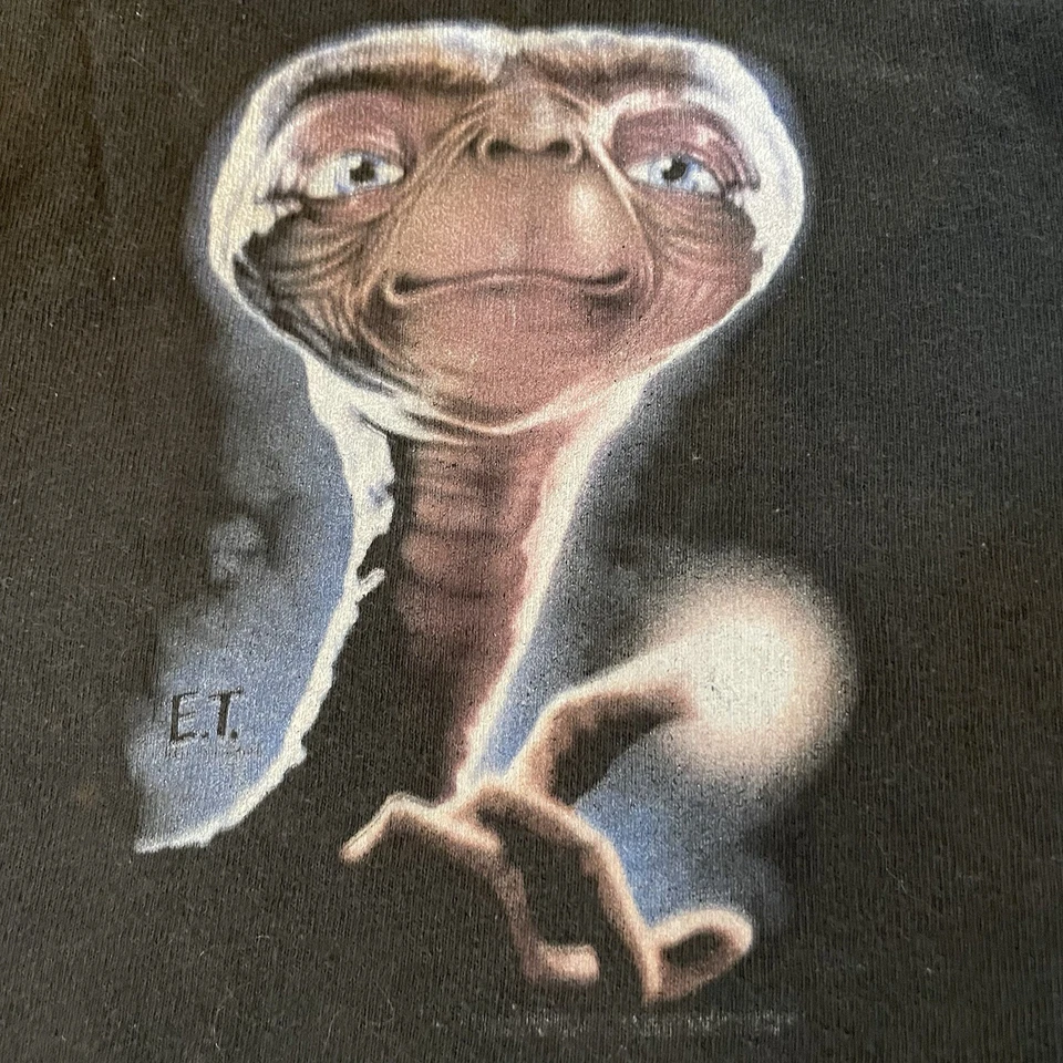 E.T. vintage años 80 Camisa Negra The Extra Terrestrial Movie Niño Pequeño Talla 2T Rara Foto 3 de 4