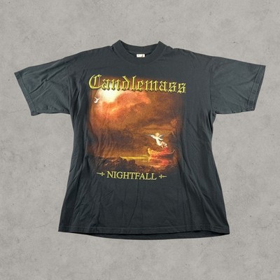 Vintage Candlemass Nightfall T-Shirt Mens XL Black Jt's Classic Doom Metal Band