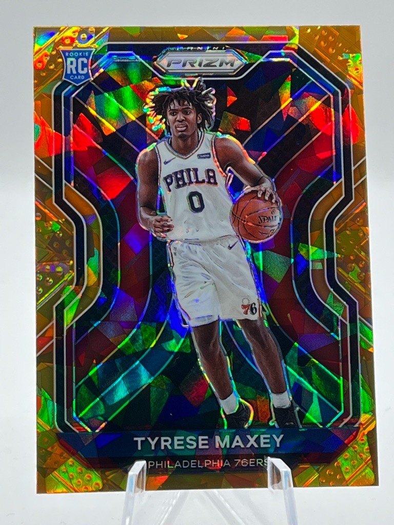 2020-21 Panini Prizm Tyrese Maxey RC Orange Cracked Ice 76ers # 256