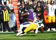 BRANDIN ECHOLS PITTSBURGH STEELERS SACK L. JACKSON 12/7/25 VS RAVENS COLOR 8X10
