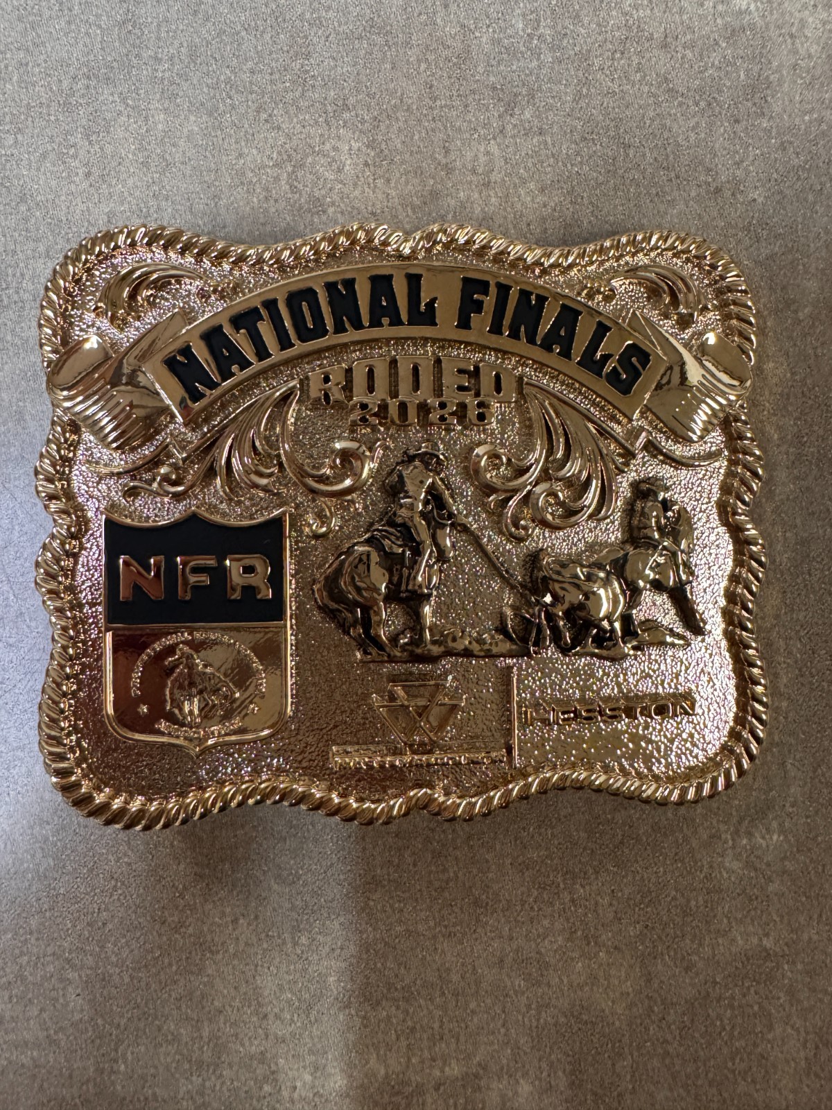 NEW!! 2026 "Gold Colored" Adult Hesston National Finals Rodeo Belt Buckle