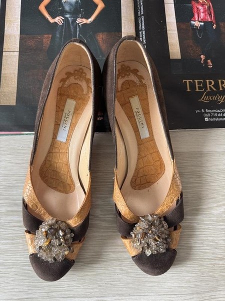 Women Pollini Heels Brown Nubuck 36.5