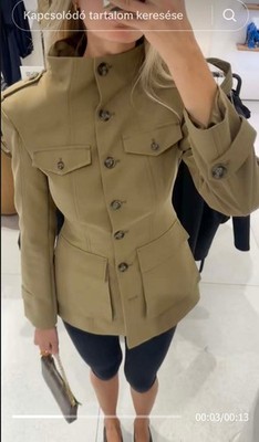 ZARA NEW WOMAN ARMY STYLE TABBED POCKET JACKET LIGHT KHAKI XS-XXL
