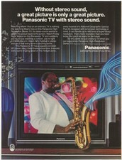 Vintage Print Ad Panasonic High Resolution Stereo TV - Saxophone Player Nov 1986