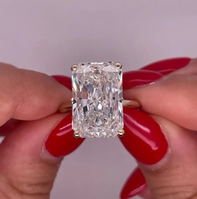 Big Sized Asscher Lab Grown Diamond For Your Special Day's With 14k Yellow Gold