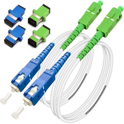 2 PCS 2M SM SC/UPC To SC/APC Fiber Optic Patch Cable Armored Simplex White