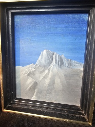Painted Paintboard Blue Sky Mountain Top By Arthur Harrison Ames Jr. 1951 10×8