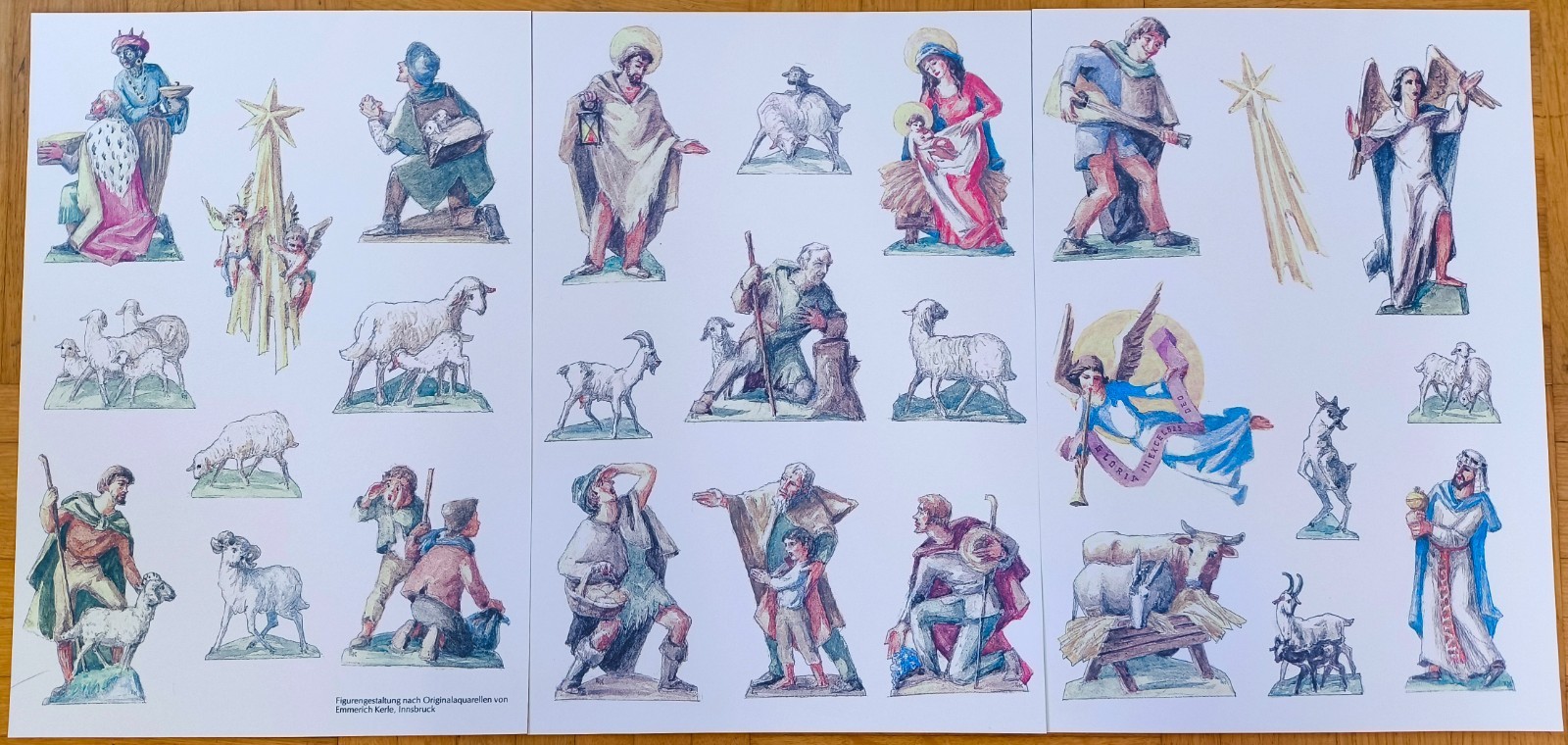 Papierkrippe Weihnachtskrippe Krippenfiguren Innsbruck Tirol zarte Farben 27 T.