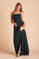 Birdy Grey Benny Tie Back Bridesmaid Dress in Crepe Emerald XS