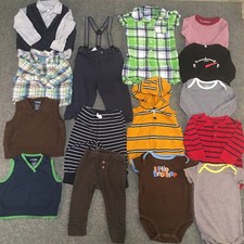 Baby Boy 9 Months Clothing Lot 17x Pieces Bulk Winter All Season Preppy Holiday