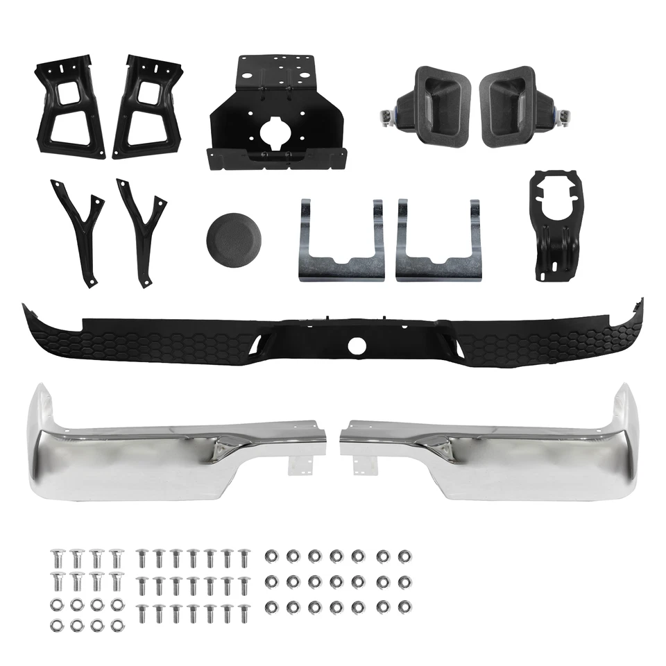 Conjunto de parachoques trasero cromado para Dodge Ram 1500 2009-2018 Ram 2500 3500 2010-2012 Foto 2 de 4