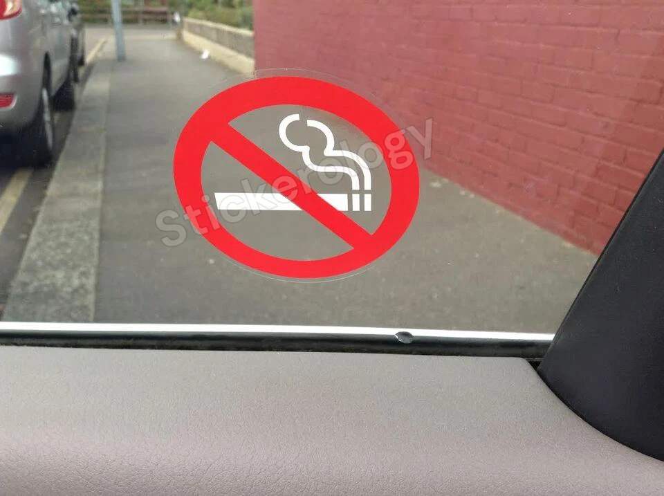 STICKEROLOGY 6 NO SMOKING STICKERS VIEW BOTH SIDES DOUBLE SIDED WHITE AND RED