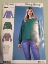 🌸 SIMPLICITY #R10262 - LADIES EASY TOPS w/SLEEVE VARIATIONS PATTERN 6-14 FF