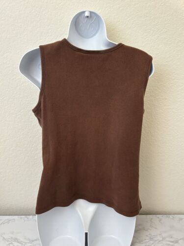 Gloria Vanderbilt Tank Top Womens XL Brown Black Paisley Ribbed Pullover A - Picture 3 of 4