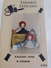 Muñecas Annie Andy 8" Raggedy 102 dedal costura artesanal patrón de costura suave de colección