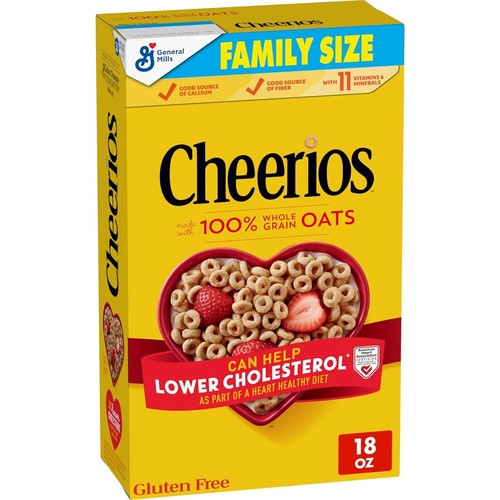 Cheerios, Heart Healthy Gluten Free Breakfast Cereal, Family Size, 18 oz - Picture 1 of 9
